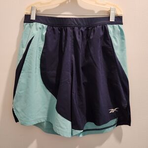 Reebok Dark Blue and Aqua Athletic Shorts
